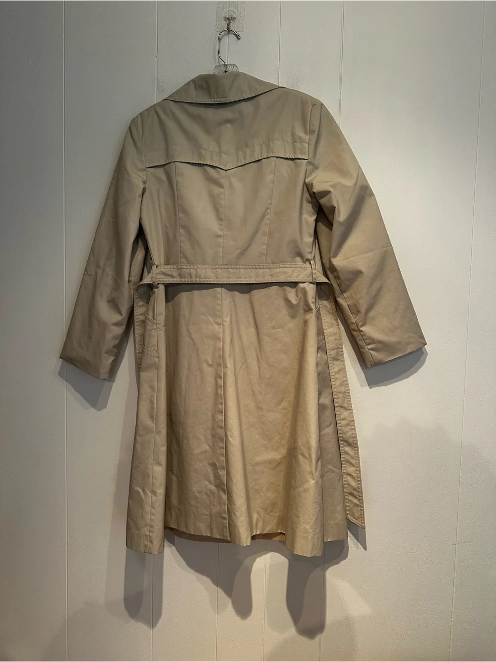 Vintage Windy Weather Beige Trench Coat Belted Size 8 Classic Rain Coat - Picture 10 of 12